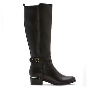 Liz Claiborne Womens Tinley Block Heel Riding Boots Black (WIDE CALF) (WIDE)
